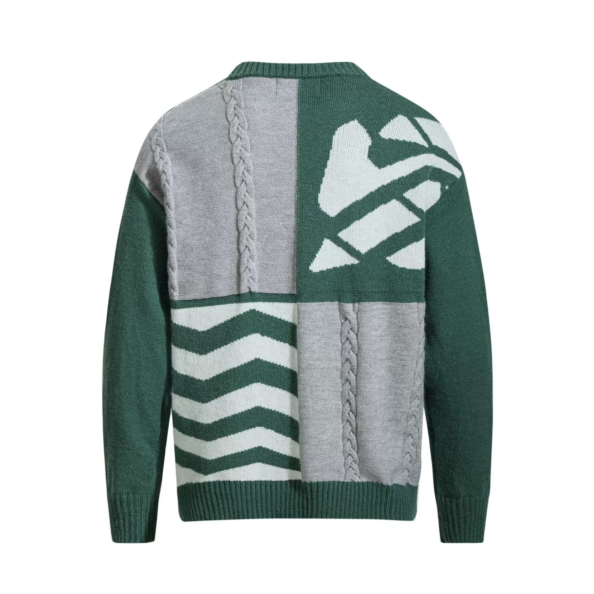 سترة ريترو المرقعة 2025 الشتاء الرجال عادية متماسكة البلوز البلوز Y2K الشارع الشهير تريكو