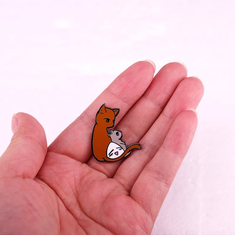 Fruits Basket Cat And Mouse Rice Balls Anime Lapel Pins Backpack Jeans Enamel Brooch Women Fashion Jewelry Gifts Cartoon Badges