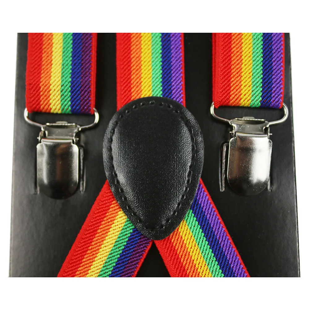 

2Pcs Adult Rainbow Suspenders Set Colorful 2.5cm Bow Tie Party Dress Up Decorative Accessories Colorful Tie Set