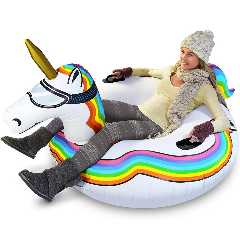 Winter Snow Inflatable Ski Ring Water Float Exhaust Universal Inflatable Ring Unicorn Thickened Wear-Resistant Adult Toy