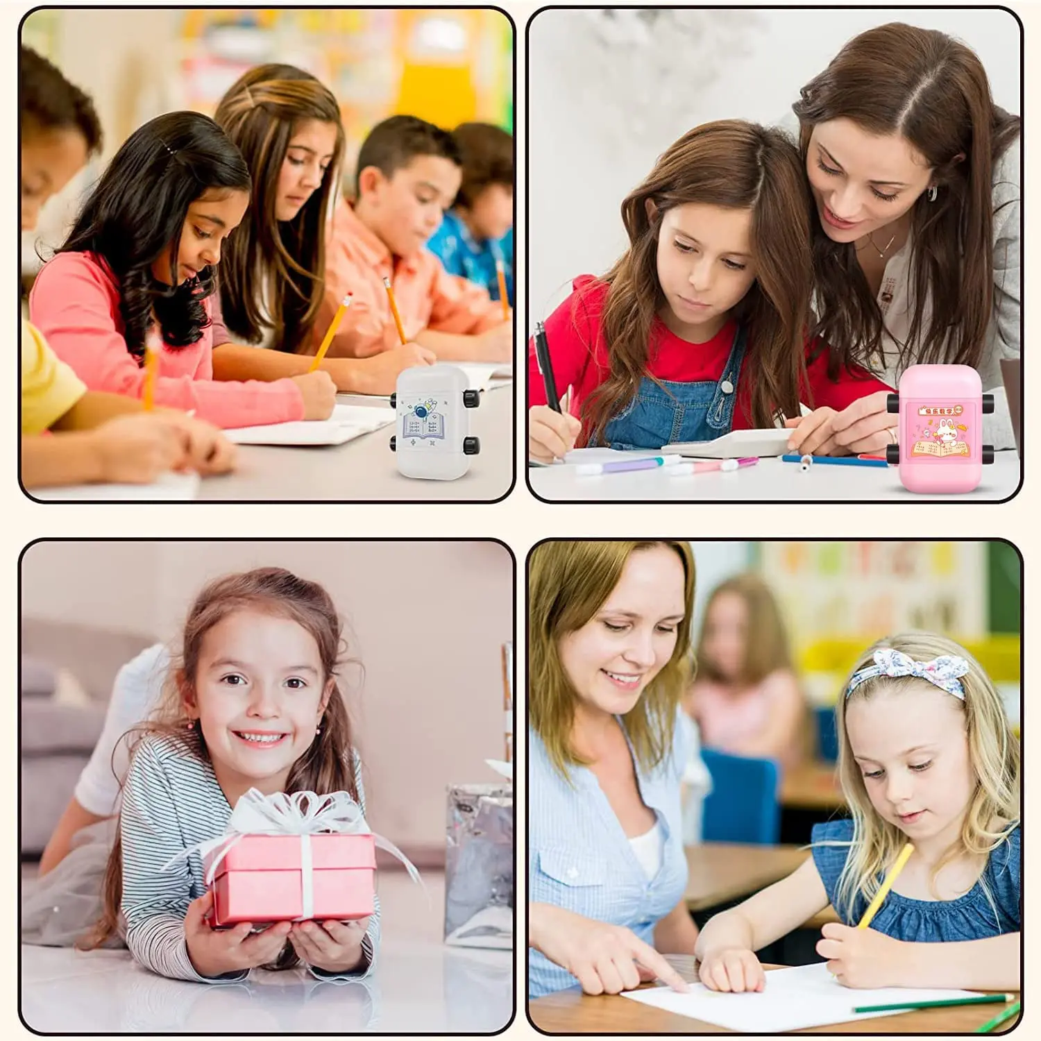 2 in 1 Multiplication Division Teaching Stamps Double-Head Digital Roller Number Question Stamp Math Practice Teaching Accessory