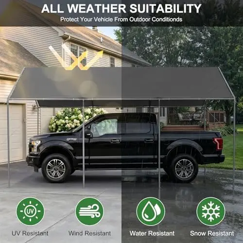 Carport, 12x20 Heavy Duty Portable Garage, Car Port with Storage Shed, Car Canopy Car Tent with Steel Frame All-Season
