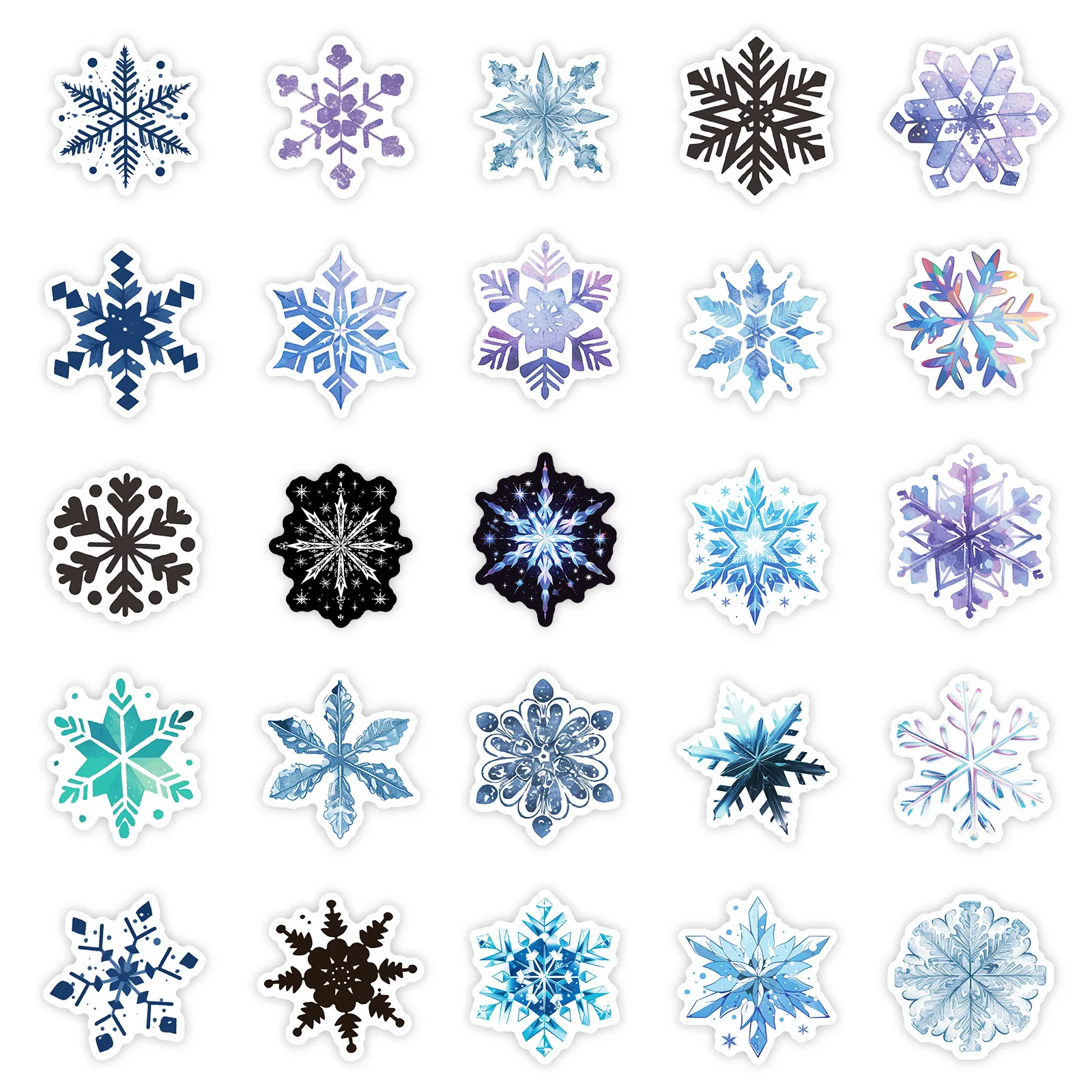 50pcs Snowflakes Winter Romance Cartoon Graffiti Stickers DIY Phone Guitar Laptop Notebook Suitcase Waterproof Sticker Kids Toy