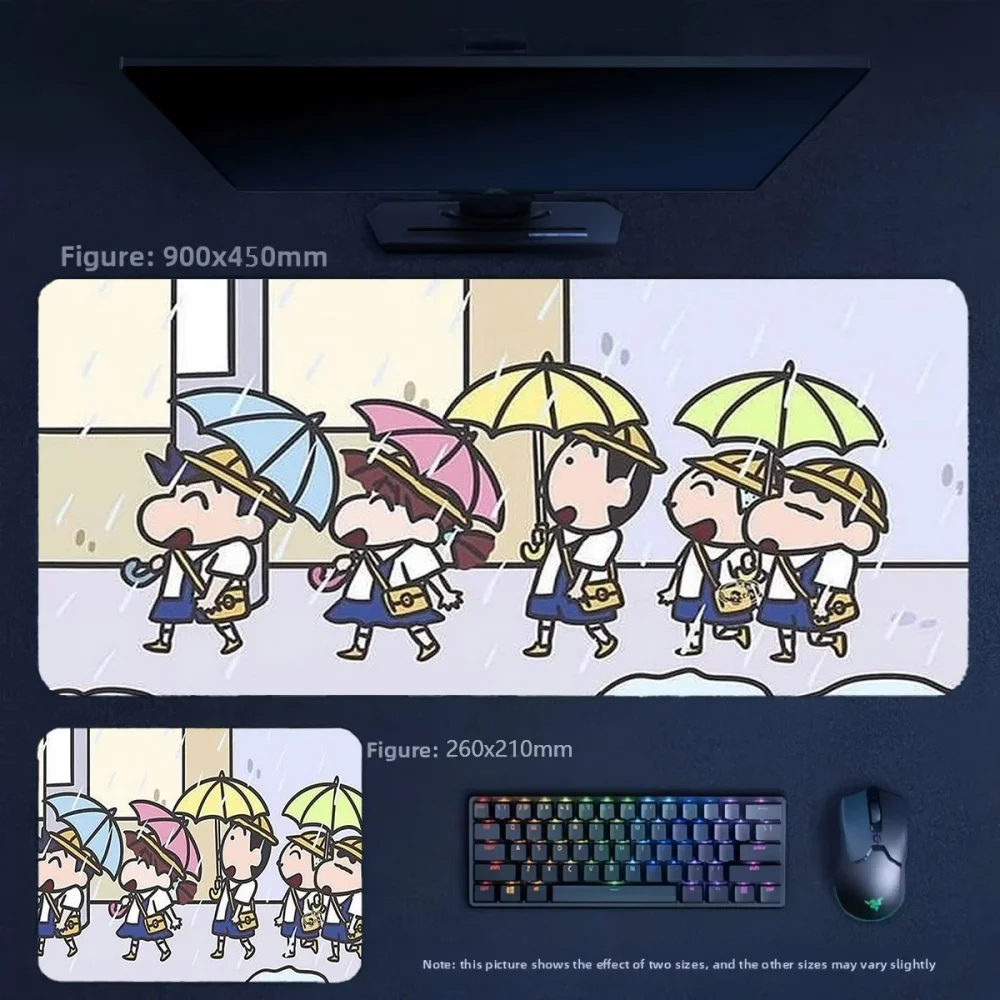 Office Fashion Animation High Value Large Size 90x45cmTable Mat Animation Crayon Shin-chan Leather Non-slip Leather Mouse Pad