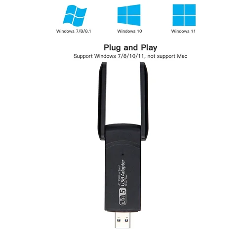 Imagen 2 del producto Adaptador WiFi USB de 1300Mbps AC1300 WiFi 5 tarjeta de red Ethernet de doble banda 5G 2,4G USB2.0 WiFi Dongle para PC portátil receptor WiFi