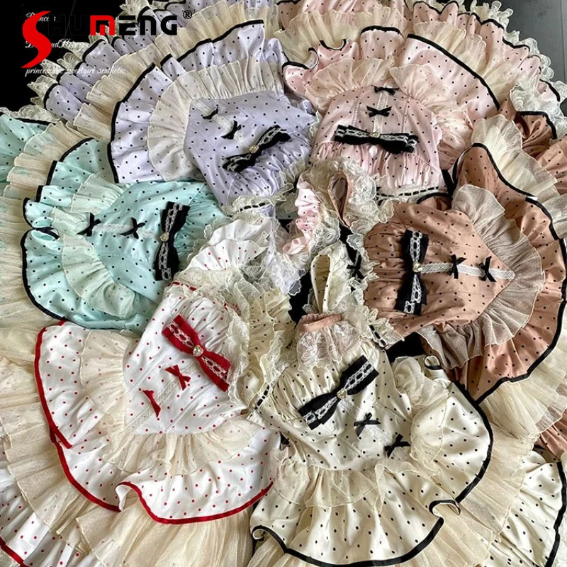 

Japanese Lolita Sweet Y2k Dress Sweetheart Girl Polka Dot Socialite Elegant Chic Skinny Dating Commuter Style Princess Dresses