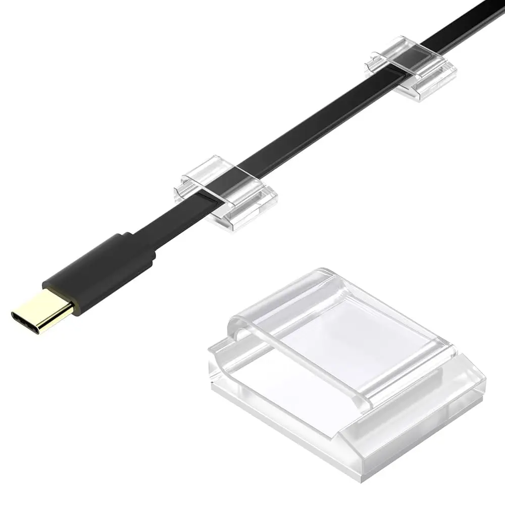 

Ethernet Cable Clips, 60 PCS Adhesive Wire Clips, Flat Cord Clips Small Cable Holder Management for Home Wall Flat Ethernet