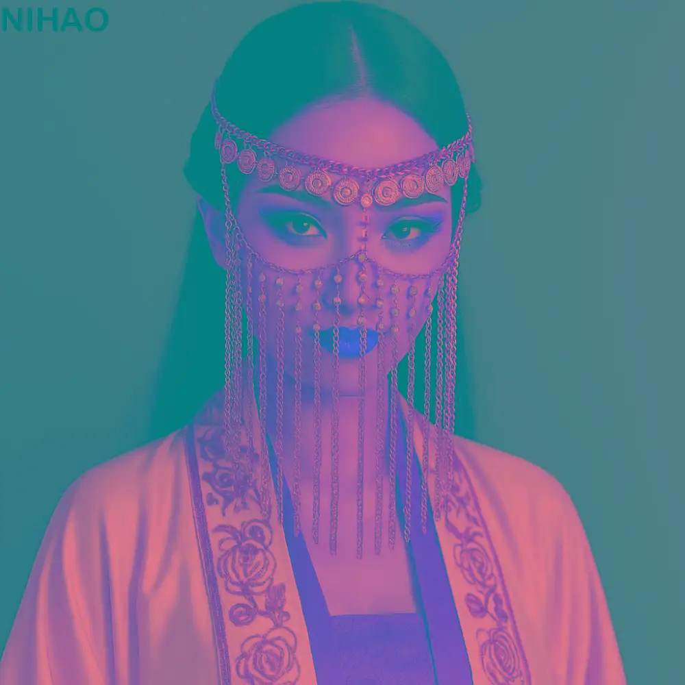 

Модный колокольчик для танца живота, вуаль для лица, Золотая занавеска со стразами, цепочка на голову, повязка на голову для косплея, маскарадная маска в этническом стиле для женщин