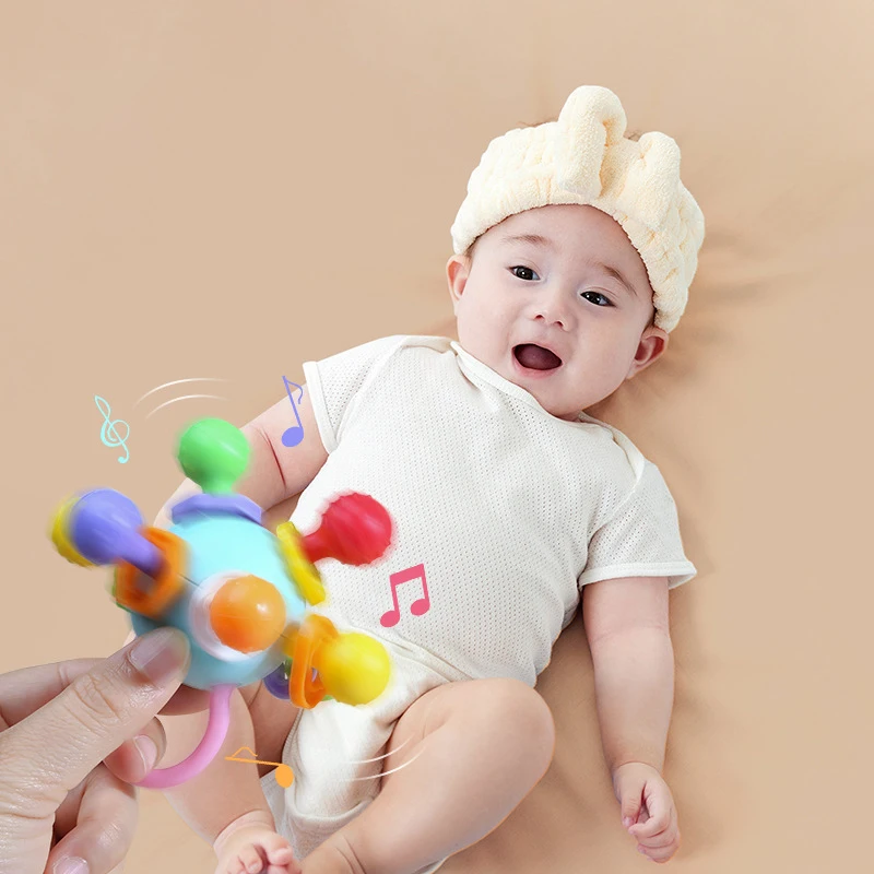 [JT]1Pc Hand Grip Ball Teething Rattle Portable Sound Toy for Newborn Infant Early Learning Development