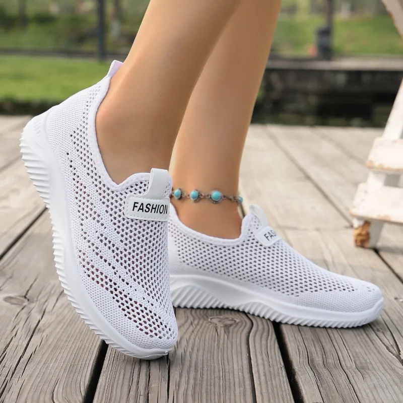 Women Walking Shoes Breathable Mesh Knit Sneakers 2026 New Lightweight Casual Slip on Platform Wedge Sport Shoes for Ladies