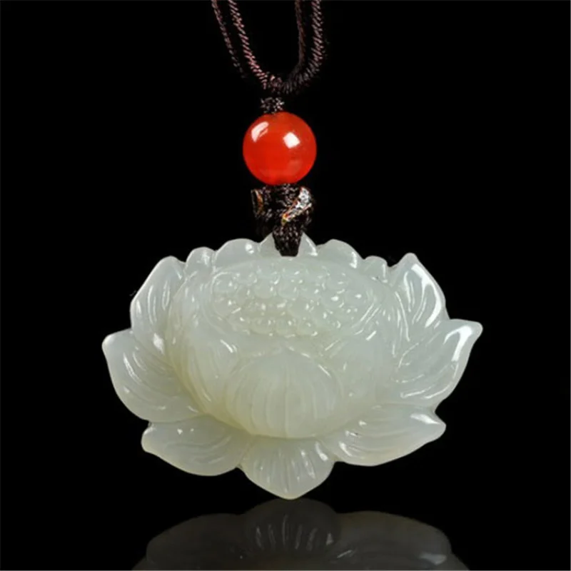 Nanyang Market Wholesale Men's and Women's Jade Pendant Jade Jadeware Xinjiang Hetian Jade White Jade Lotus Jade Pendant