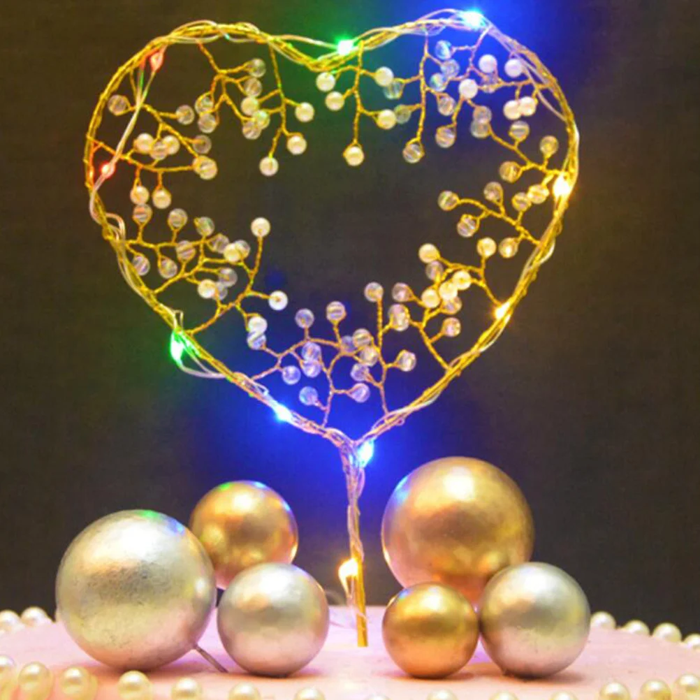 Insert de gâteau en forme de cœur en métal et cristal perlé, bouchon décoratif pour fiançailles, mariage, fête d'anniversaire, gâteau romantique