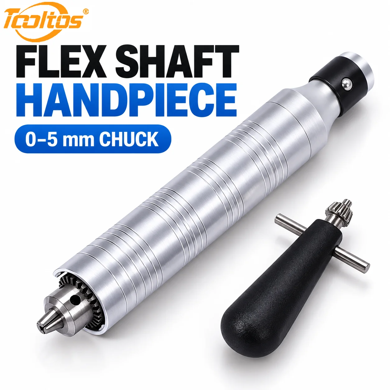 TOOLTOS Jewelry Flex Shaft Grinder Handpiece 0-5mm Chuck with Key for Engraving Polishing Drilling Rotary Motor Accessories