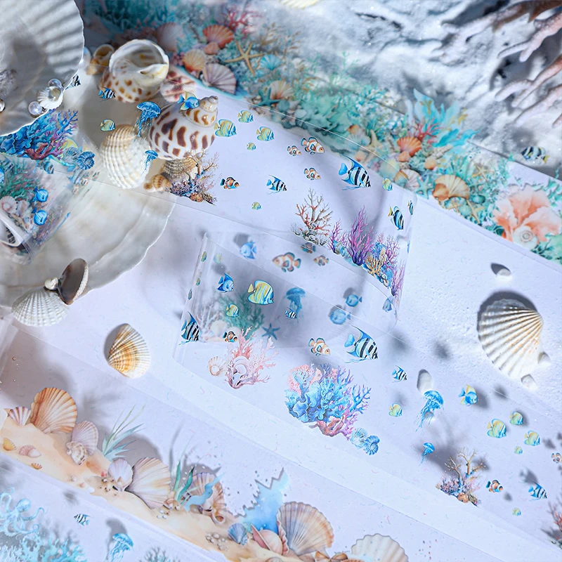 45mm*2m Deep sea landscape PET Tapes Creativity Scrapbooking Hand Account Adhesive hand made Diy Junk Journal Craft Supplies