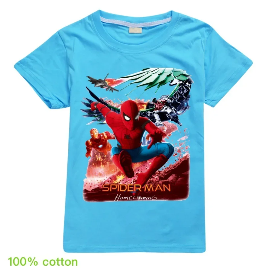 Children Cartoon Spider Man Tshirt Baby Boys Girls Cotton Short Sleeve T Shirt Summer Teen Clothes Kids Tops Tees Outfit Pajama