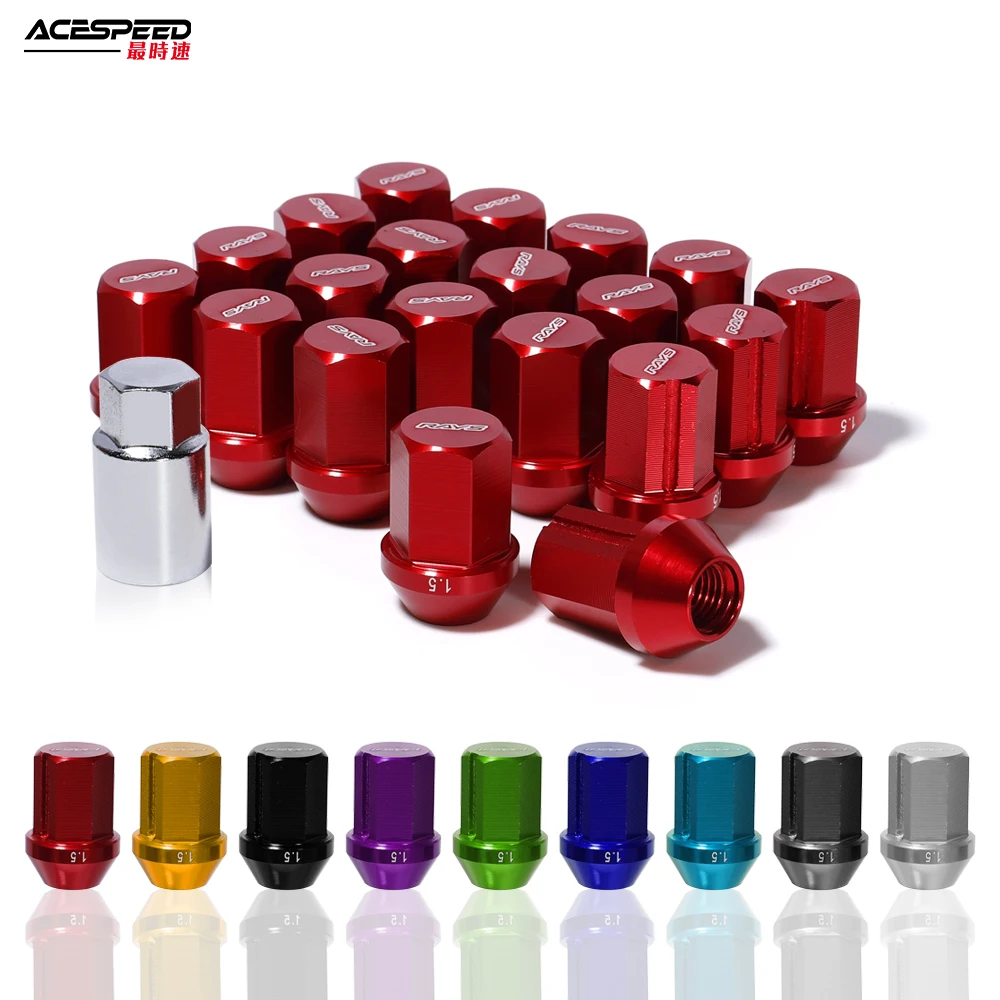 Car Anti-theft Wheel Lock Nuts M12x1.5/M12x1.25 Lug Nuts Aluminum Alloy 6061-T6 Length 35MM