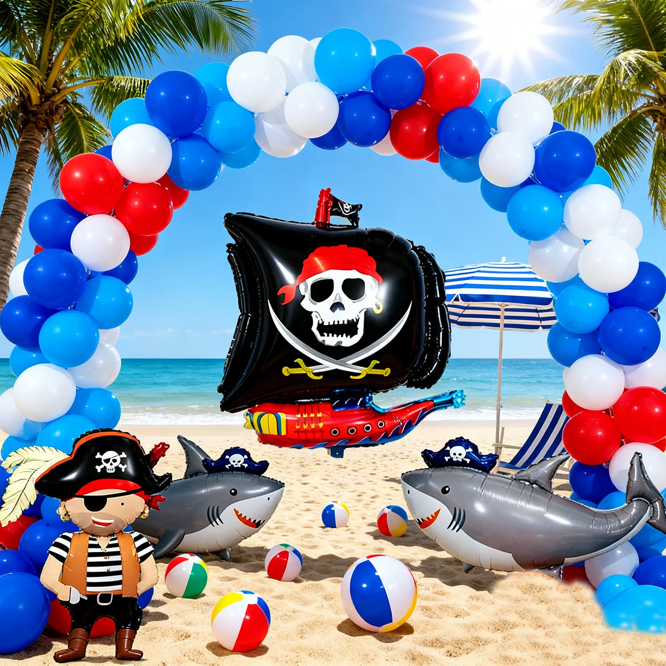 Pirate Foil Balloon Set Children's Pirate Adventure Party Treasure Hunt Background Pirate Themed Birthday Party