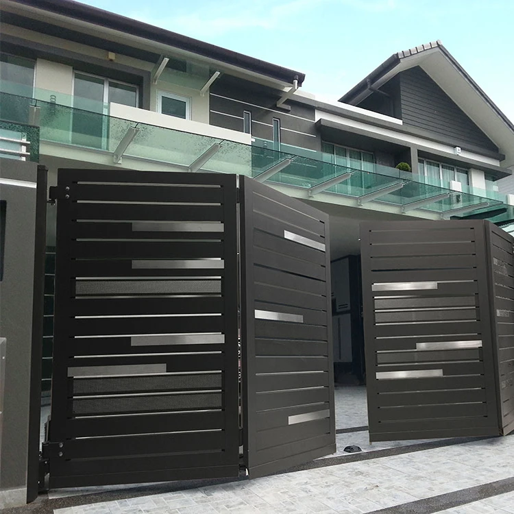 Customized House Villa Garden Aluminium Bifold Gate Entrance Electric Auto Aluminum Sliding Folding Gates Set Customizable