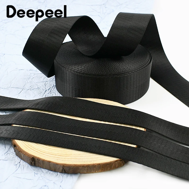 

10Meters 20-50mm Black Nylon Webbing Strap Pet Collar Decorative Braid Ribbon Backpack Straps Bias Binding Sewing Accessories