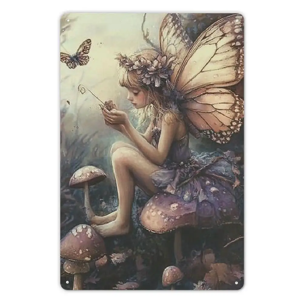 Flat, 1pc YNLLOOFD Retro Fairy and Butterfly Metal Tin, 12 