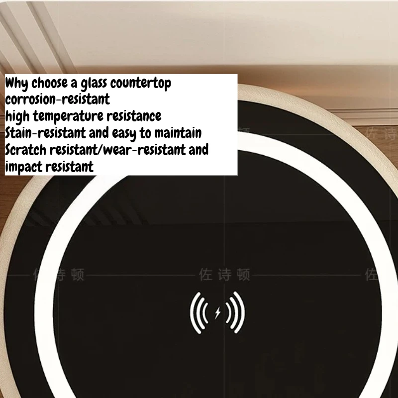 Round Smart Nightstand Home With Wireless Charging Light Modern Wooden Bedside Table With Storage Drawer For Bedroom Furniture - view 3