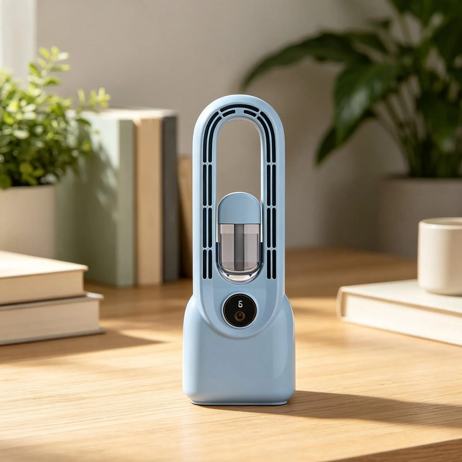 Desktop Fan 6-Speed Bladeless Ventilator And Humidifier Type-C Charging 1500mAh Quiet Personal Misting Fan For Office Home
