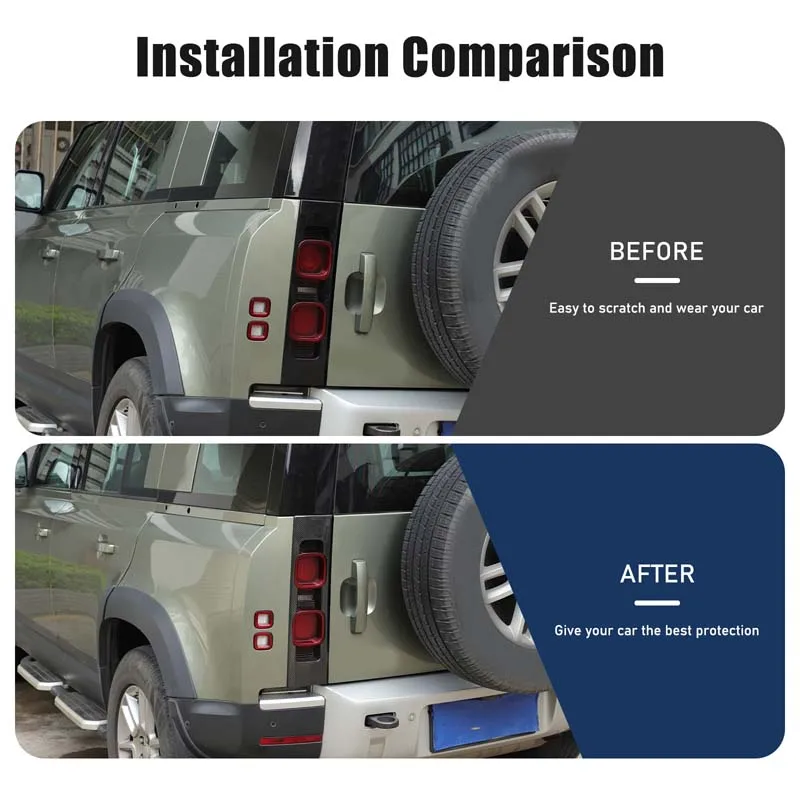 

For Land Rover Defender 90 110 2020-2026 Hard Real Carbon Fiber Car Rear Tail Light Panel Decorative Frame Exterior Accessories