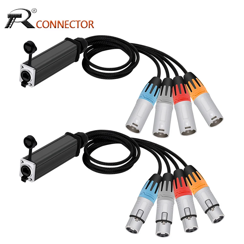 

New Design Network Converter RJ45 CAT5 Female to 4 Channel 3Pins XLR Male/Female Connector Audio Cable Adaptor Signal Extender