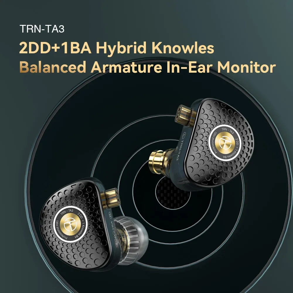 TRN TA3 Hi-FI 1BA 2DD In-ear Monitors Earphone Knowles Hybrid Beryllium-plated Dynamic HIFI Metal Running For TRN MT4 Headset