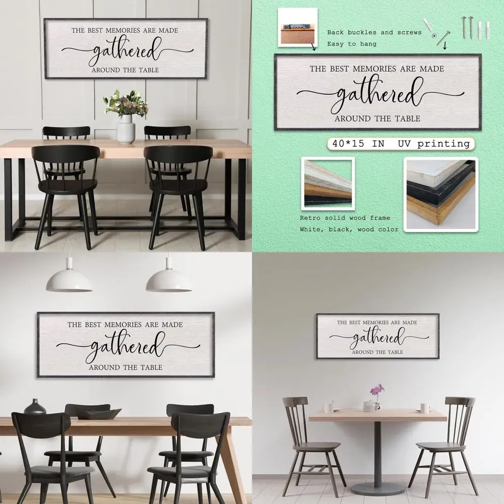 

Деревянное настенное панно в деревенском стиле - Декор для столовой «Собранные воспоминания», 40x15 дюймов