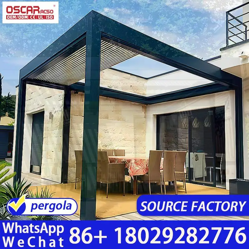 Retractable Remote Controlled Folded Louver Roof Pergola for Garden Patio Backyard Outdoor Shade Structure pergolas