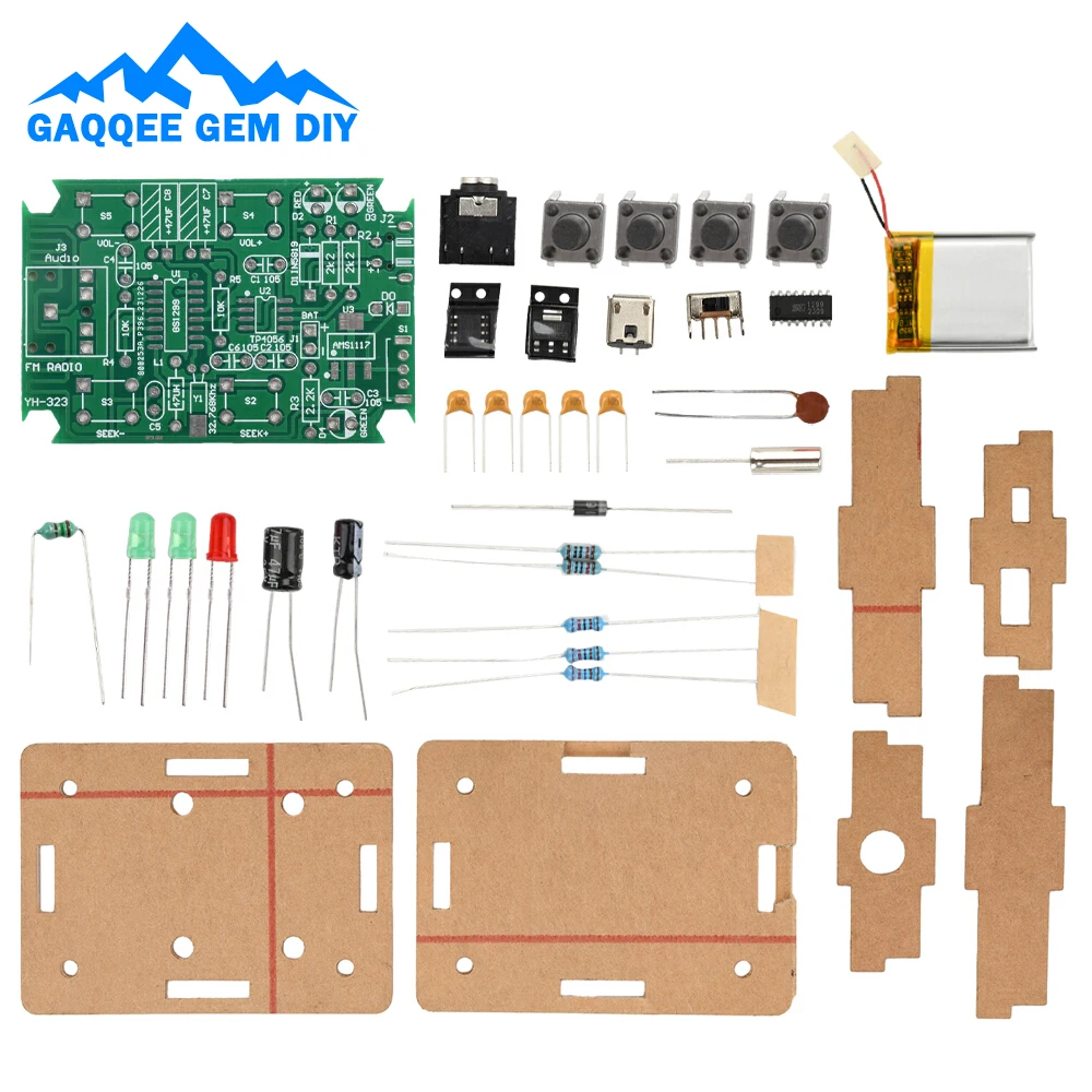 FM Radio DIY Kit 87-108MHZ Adjustable Frequency Dual Channel Stereo Digital Radio Soldering Practice Kit