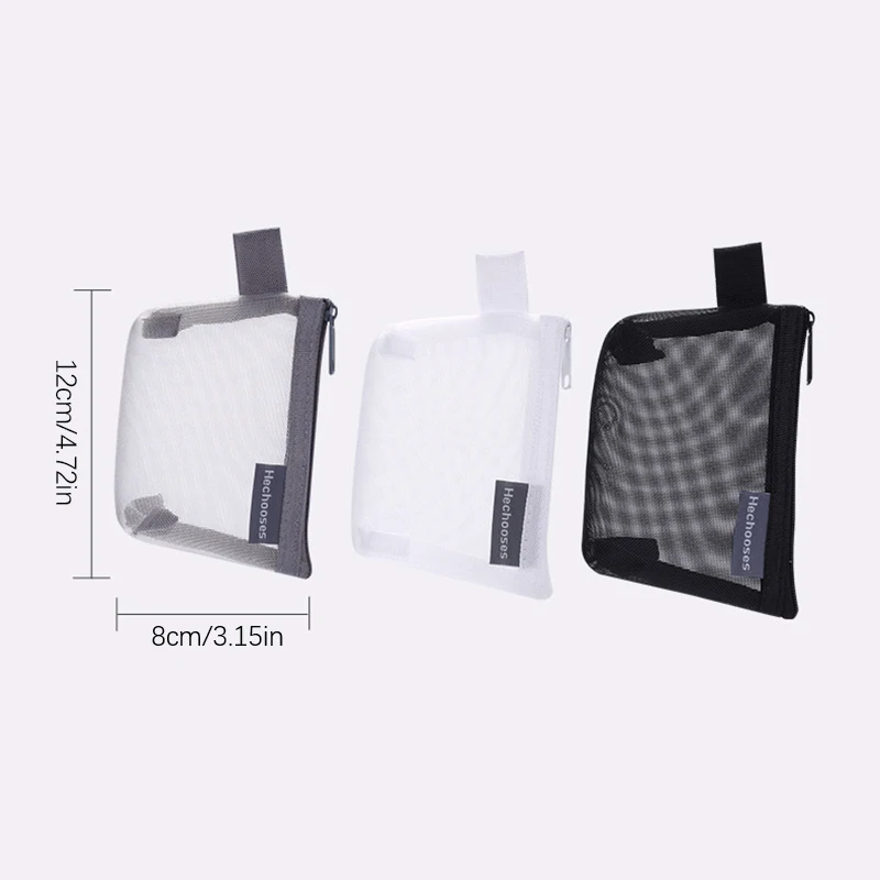 Mesh Nylon Visible Large-capacity Coin Bags Purses ID Credit Card Holder Pouch Key Earphone Makeup Toiletry Storage Bag