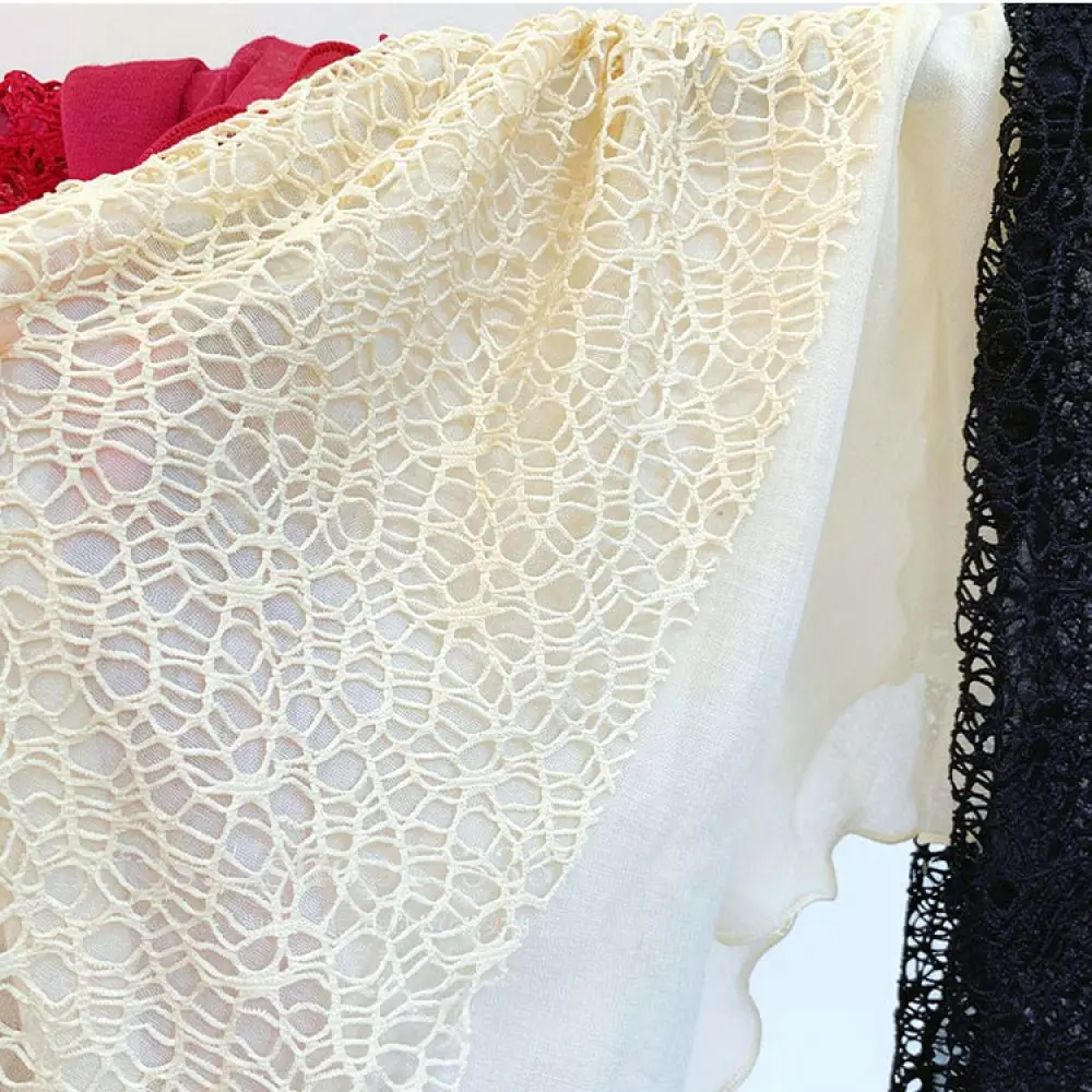 Vintage Floral Lace Hollow Out Triangle Shawl Elegant Spring Summer Neck Wrap Trendy French Style Decorative Waist Belt Scarf