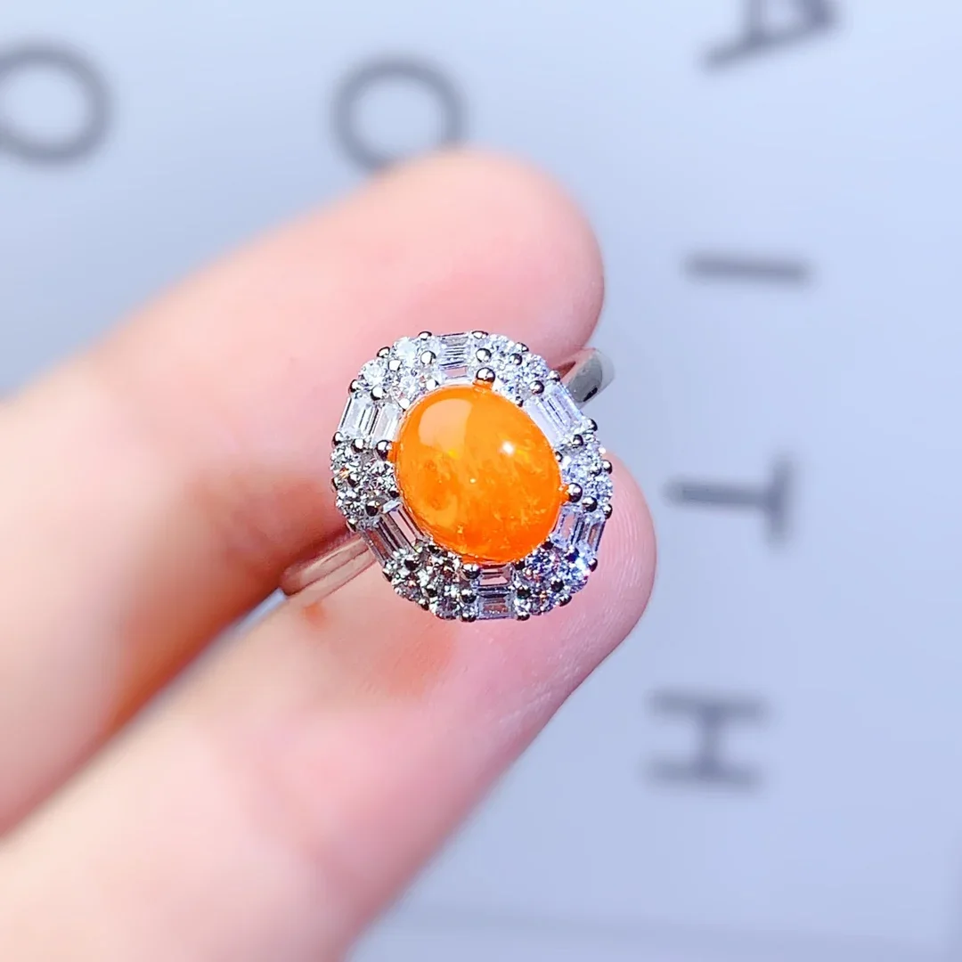 Set Ring Sterling Silver 925 Ladies All Natural Fire opal Color Ultra Bright Ring Engagement Gift Special Free Shipping Boutique