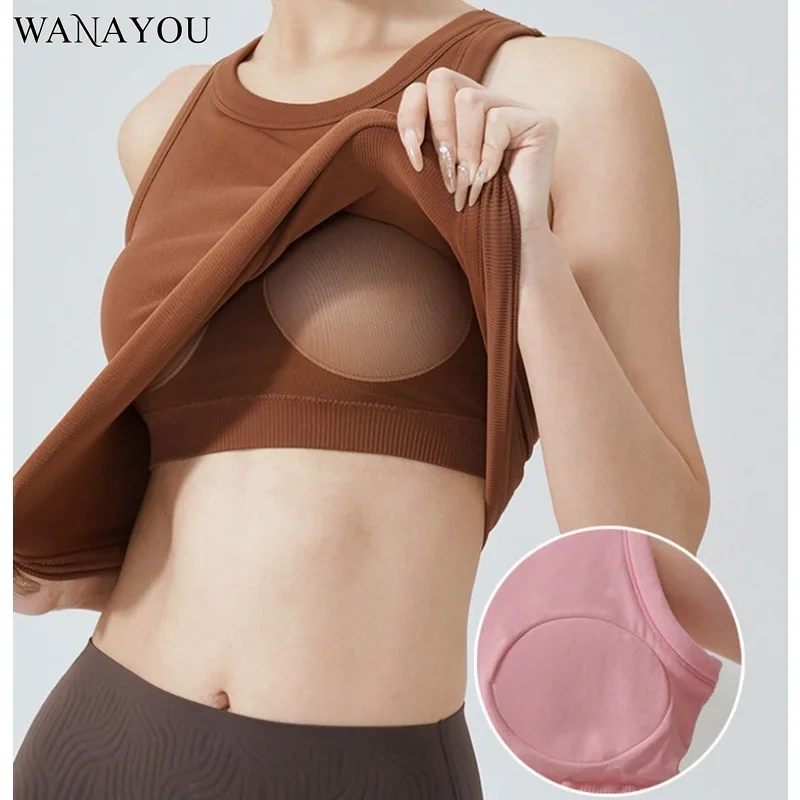 

Сексуальный спортивный бюстгальтер WANAYOU One Cup, женский жилет для бега с открытой спиной, амортизирующий высокоэластичный топ для занятий фитнесом и спортом