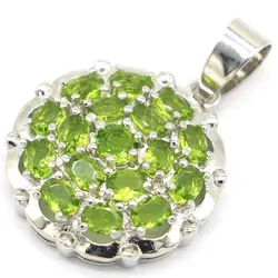 Buy 3 Get 1 Free 28x21mm Pretty Green Peridot White CZ Women Daily Wear Silver Pendant