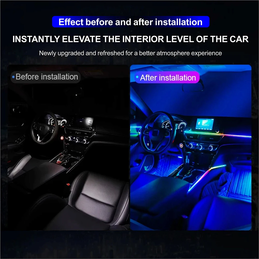 APP-Steuerung Atmosphärenlampe Dekoration 64 Farben RGB Symphony Auto LED-Streifenlichter 18 in 1 Innenumgebung Acryl-Führungslichter