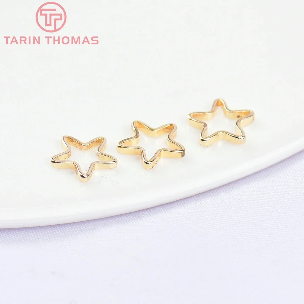 

(3580)20PCS 8MM 24K Gold Color Plated Brass Star Shape Closed Rings High Quality Diy Jewelry Accessories