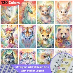 120 Colors AB Fairy Dust Diy Diamond Painting With Sticky Legend Tiger Horse Embroidery Set Animals Fantasy Mosaic Home Decor