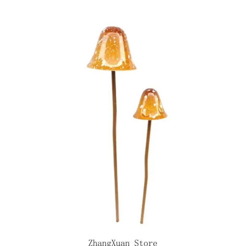 Metal Garden Mushroom Stakes Pair for Soil Use, Front Entry Display, Lawn Placement, Garden Rows and Outdoor Use 3XUF