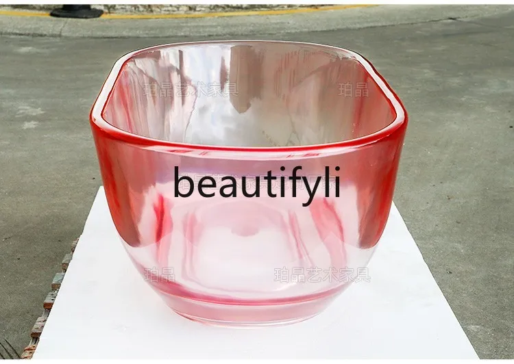 Transparent resin crystal bathtub custom water drop type homestay personalized pink bathtub