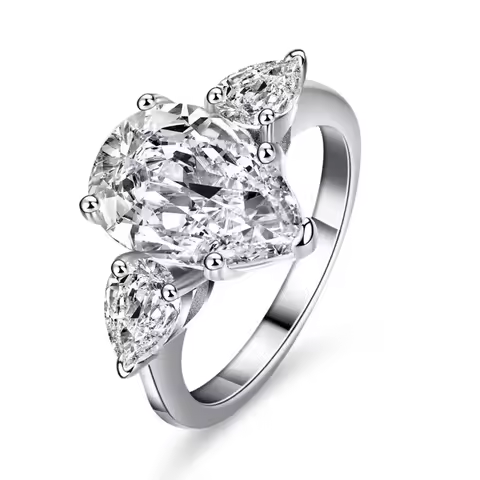 Waterdrop Shape Full Moissanite Engagement Rings for Women 925 Sterling Silver Wedding Band Jewelry Pear Cut Diamond with GRA