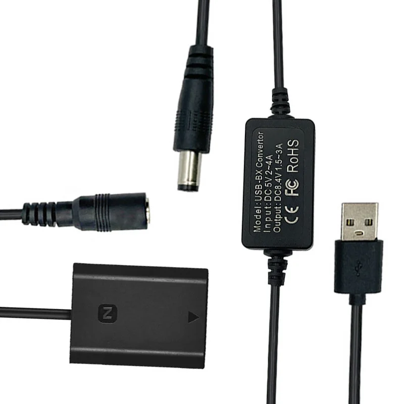 NP-FZ100แบตเตอรี่เลียนแบบ DC Coupler + อะแดปเตอร์ USB สำหรับ Sony BC-QZ1และ Alpha A7 III,a7R III, A9, A9R, A9S กล้อง