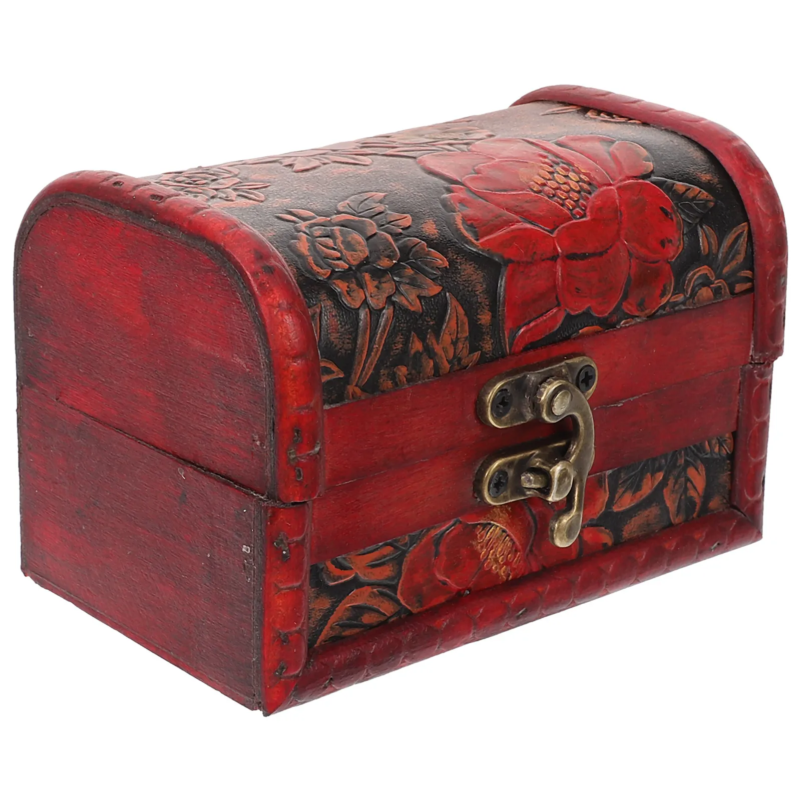 Wooden Jewelry Chest Vintage Large Capacity Retro Treasure Box Decorative Storage Chest Keepsake Trinket Box Photo Prop,