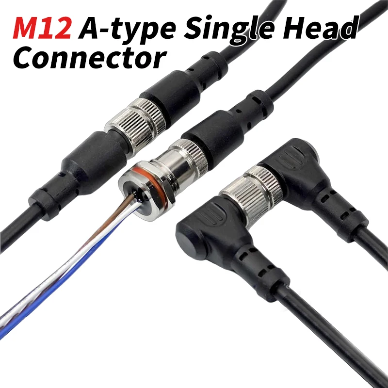 M12 4Pin 5Pin 8Pin A-coding Straight/Eblow Connector Cable M12 A-type 8Pin Single Plug Sensor Wire Male to Female Extension Line