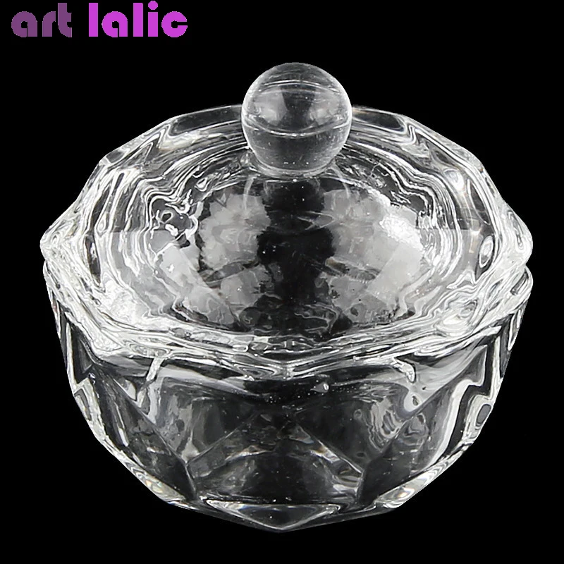 1PC Crystal Cup Lid Glass Nail Art Dappen Dish for Acrylic Liquid Makeup Powder Styling Tool Equipment Beauty Health