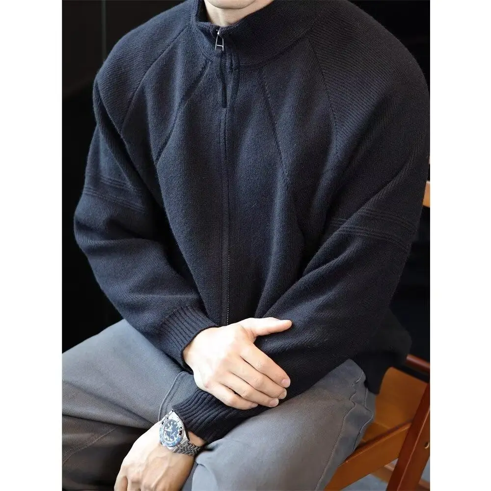 

Повседневный вязаный свитер в американском стиле ретро с v-образным вырезом, мужской однотонный открытый кардиган, мягкий полиэстер, длинная зимняя верхняя одежда све