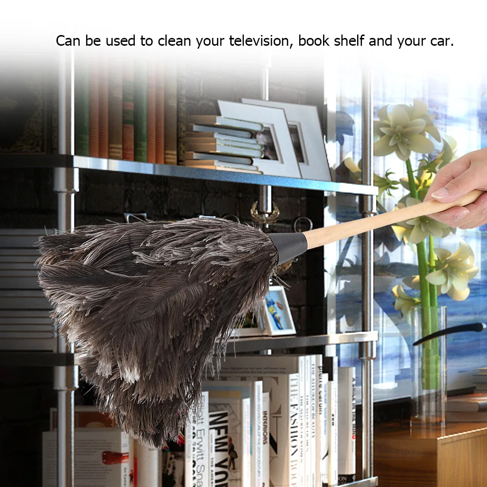 Handmade Duster Ostrich Feather Duster Handmade Washable NOn electrostatic Ostrich Feather Duster with Wooden Handle Household