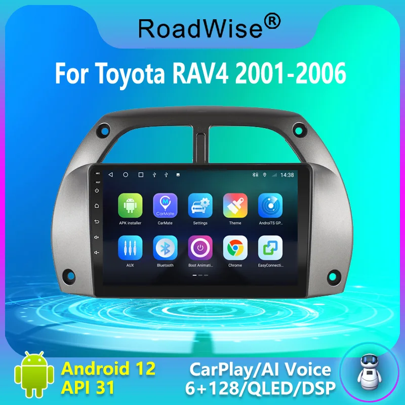 

Roadwise 8+256 Android Car Radio For Toyota RAV4 RAV 4 2001 2002 2003 2004 2005 2006 Multimedia Carplay 4G GPS DVD 2 DIN Stereo